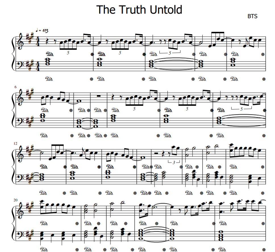 BTS - The Truth Untold sheet music piano